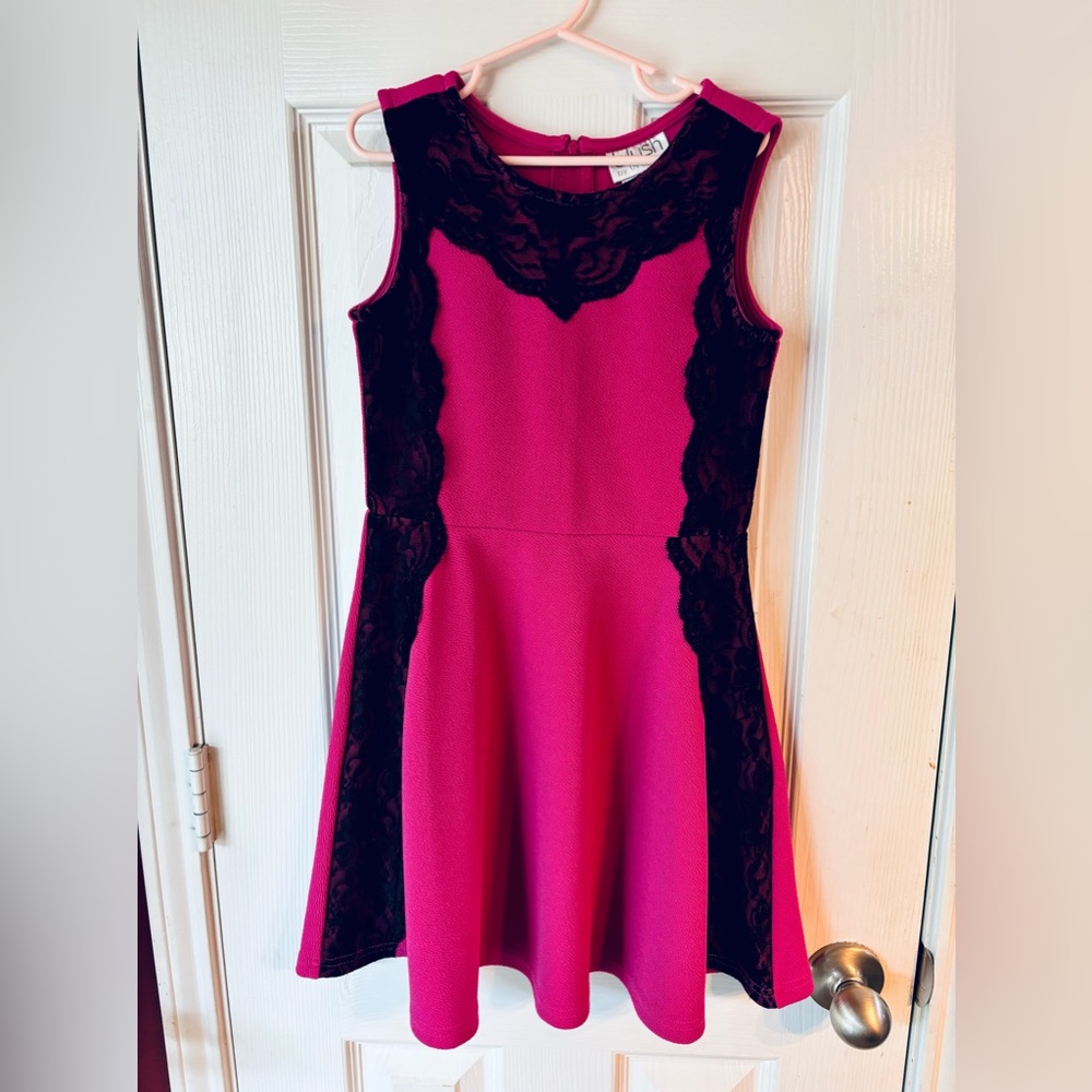 Pretty pink dress with lace trim